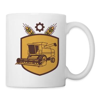 Lohnunternehmen Wappen Mähdrescher – personalisier - Tasse - Weiß - Rechts