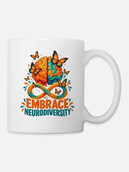 EMBRACE NEURODIVERSITY – Buntes Gehirn ADHS - Tasse - Weiß