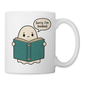 Gebuchte Geisterlesung: Ruhige Bibliotheksstimmung - Tasse - Weiß - Rechts