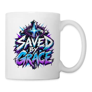Saved by Grace Neon-Graffiti - Tasse - Weiß - Rechts