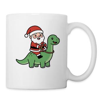 Niedlicher Kawaii-Weihnachtsmann reitet Brachiosaurus Dino - Tasse - Weiß - Rechts