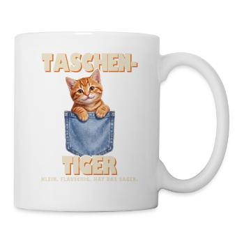 Katze Brusttasche lustig - Taschentiger - Tasse - Weiß - Rechts