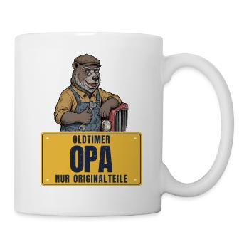 Opa lustig - Oldtimer, nur Originalteile - Tasse - Weiß - Rechts