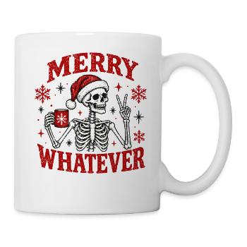 Frohe Was auch immer lustiges Weihnachtsskelett-Design - Tasse - Weiß - Rechts