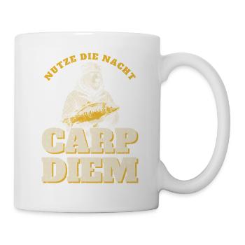Karpfenangler lustig - Nutze die Nacht - Tasse - Weiß - Rechts