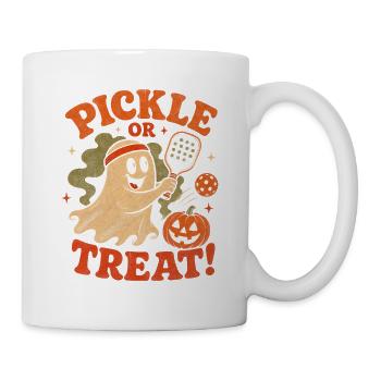 Halloween Pickleball Geist Kürbis Pickle or Treat - Tasse - Weiß - Rechts