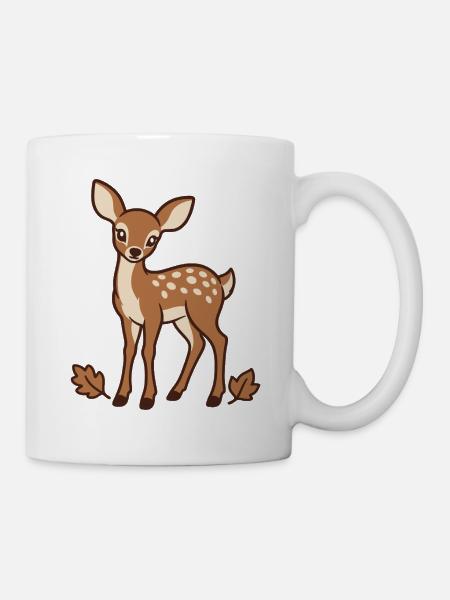 Niedliche Rehkitz-Herbstblätter - Tasse - Weiß