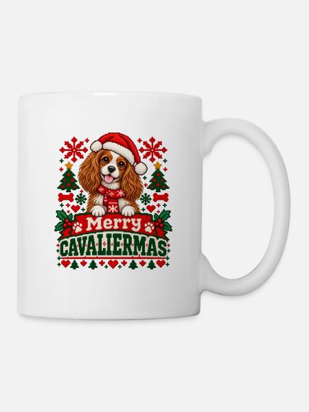 Cavalier King Charles Spaniel - Weihnachten - Tasse - Weiß