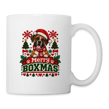 Boxer - Weihnachtsmotiv in Strickoptik - Tasse - Weiß - Rechts