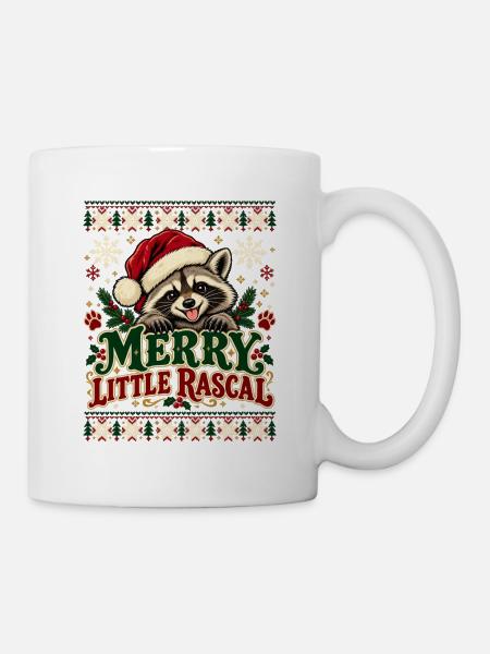 Merry Little Rascal Raccoon Design - Tasse - Weiß