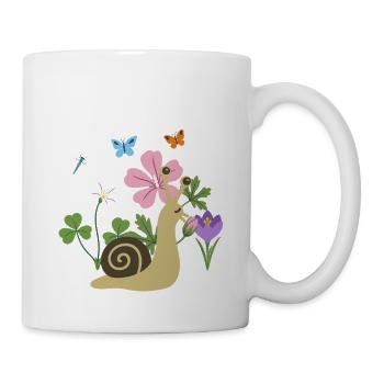 Schnecke Blumen Kinder Geschenkidee Malve - Tasse - Weiß - Rechts