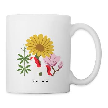 Einhorn Blumen Kinder märchenhaft Magnolie - Tasse - Weiß - Rechts