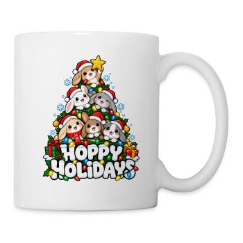 Hoppelnde Weihnachtshasen im Tannenbaum - Tasse - Weiß - Rechts