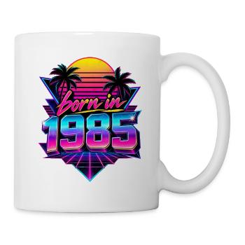 Geboren 1985 Neon Retro Optik - Tasse - Weiß - Rechts
