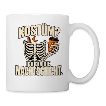 Halloween Nachtschicht Skelett - Tasse - Weiß - Rechts