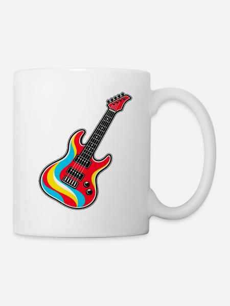 Bunte E-Gitarre - Tasse - Weiß