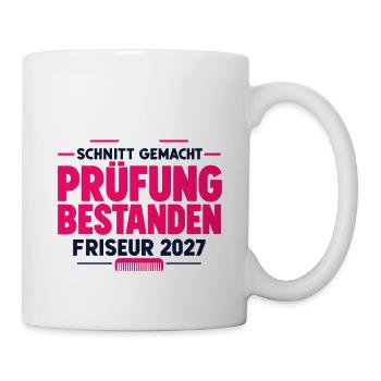 Schnitt gemacht – Friseur Prüfung bestanden 2027 - Tasse - Weiß - Rechts
