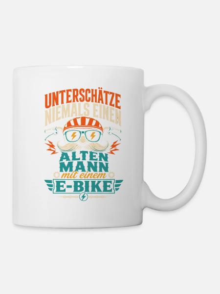E-Bike Spruch alter Mann Geschenk - Tasse - Weiß