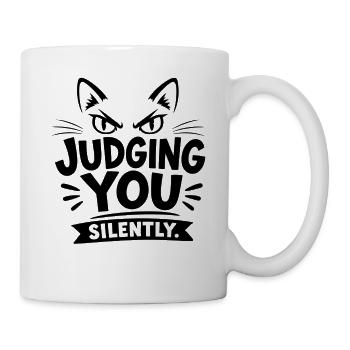 Dich verurteilen Still lustiger Katzenhumor Sarkasmus - Tasse - Weiß - Rechts