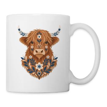Highland Cow, Schottisches Rind, Hochland Rind - Tasse - Weiß - Rechts