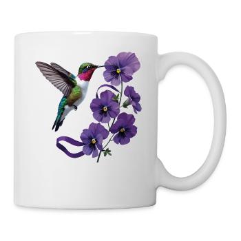 Kolibri-Purpurblumen und Bandstütze - Tasse - Weiß - Rechts