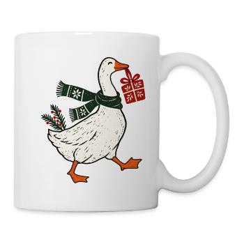 Weihnachtsgans Gans Weihnachten Wichtelgeschenk - Tasse - Weiß - Rechts