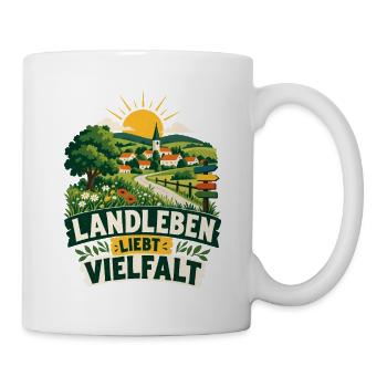 LANDLEBEN LIEBT VIELFALT – Dorf gegen Ausgrenzung - Tasse - Weiß - Rechts
