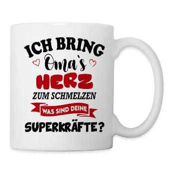 Oma Herz zum schmelzen Superkräfte Babysprüche - Tasse - Weiß - Rechts