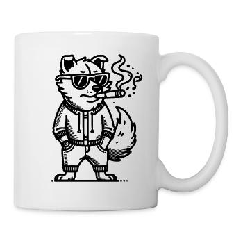 Cooler Fuchs mit Sonnenbrille und Zigarre - Tasse - Weiß - Rechts
