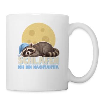 Waschbär schläft lustig - Ich bin nachtaktiv - Tasse - Weiß - Rechts