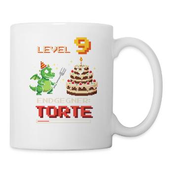 Level 9 Geburtstag - Endgegner Torte Videospiel - Tasse - Weiß - Rechts