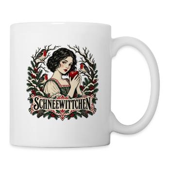 Schneewittchen Vintage Apfelwald Illustration - Tasse - Weiß - Rechts