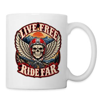 Biker leben frei mit Far Skull Wings im Freien - Tasse - Weiß - Rechts