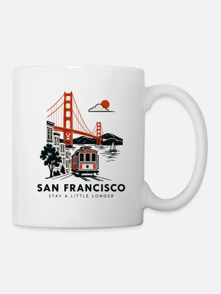 San Francisco Golden Gate Kabelcar Szene - Tasse - Weiß