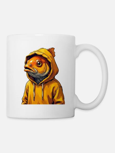 Goldfisch Hoodie Porträt - Tasse - Weiß