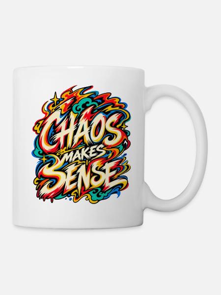 Chaos macht Sinn – Bunte Explosionskunst - Tasse - Weiß