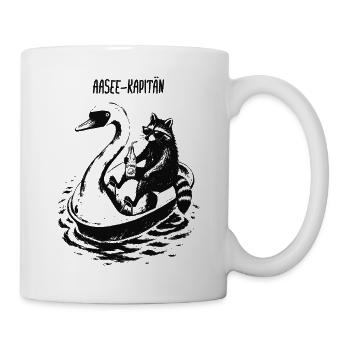 Aasee Kapitän Waschbär Schwan-tretboot - Tasse - Weiß - Rechts