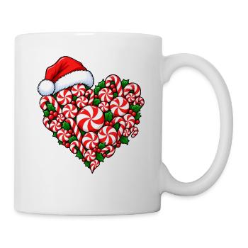 Zuckerstangenherz mit Weihnachtsglanz - Tasse - Weiß - Rechts
