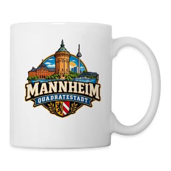Mannheim Skyline Quadratestadt Wasserturm Schloss - Tasse - Weiß - Rechts