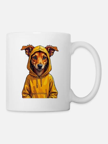 Hund im Gelben Hoodie - Tasse - Weiß
