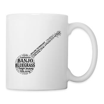 Banjo Bluegrass Country Fingerpicking Wortwolke - Tasse - Weiß - Rechts