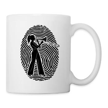 Posaune - Posaunistin im Fingerabdruck - Tasse - Weiß - Rechts