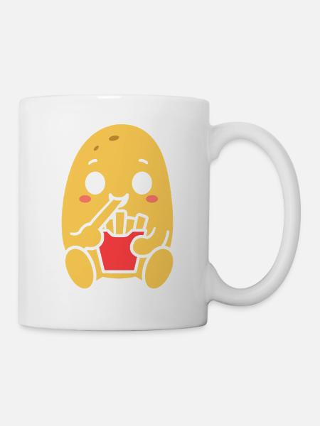 Kawaii Fry Whisper Süßer Snack-Charakter - Tasse - Weiß