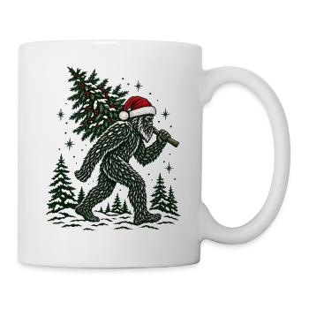 Weihnachts-Bigfoot-Tragbaum-Winterdesign - Tasse - Weiß - Rechts