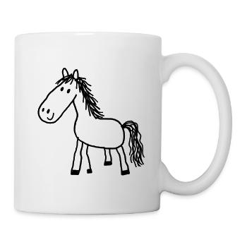 Kindliche Pferde-Kritzelei - Tasse - Weiß - Rechts