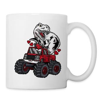 T-Rex Monstertruck Valentinstag - Tasse - Weiß - Rechts