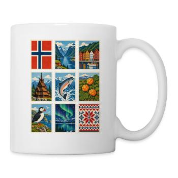 Norwegen Briefmarken - Tasse - Weiß - Rechts