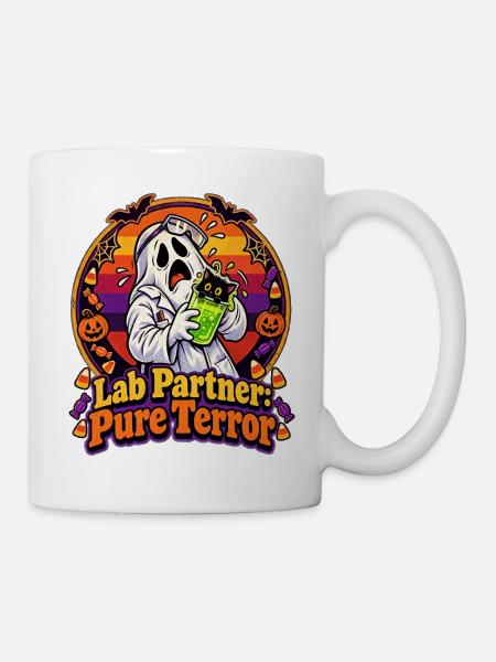 Halloween-College-Geist als Laborpartner - Tasse - Weiß