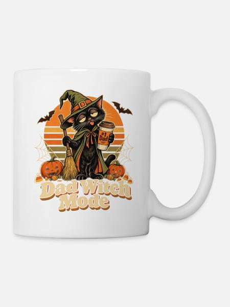 Halloween Dad Witch Mode Katze - Tasse - Weiß