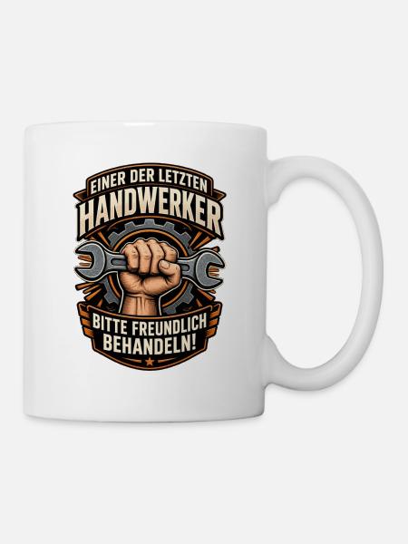 Letzter Handwerker Kraftlogo - Tasse - Weiß